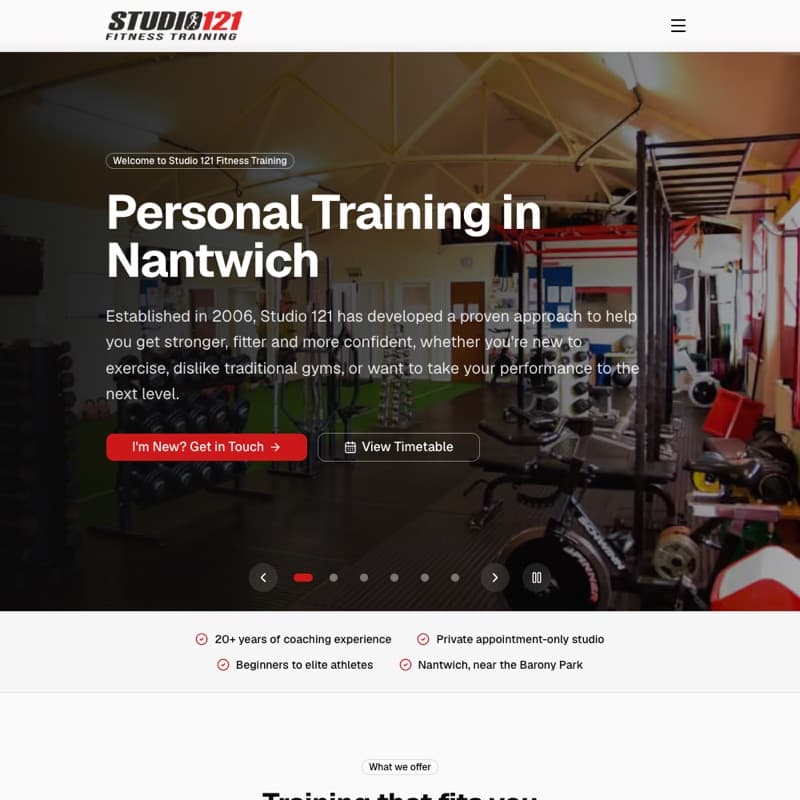 Studio 121 website preview